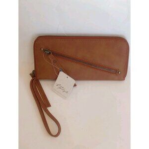 FREE PEOPLE - Brown Tan Distressed Vegan Wallet New w/ Tags MSRP $58 New